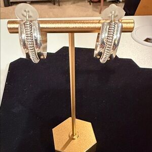 Navajo Sterling Silver coiled half hoop earrings. 1” Diameter. Beautiful!